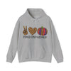 Peace Love Halloween Hoodie – Gildan 18500 Unisex Pullover | Fun Halloween Sweatshirt | Spooky Season Hoodie | Fall Holiday Apparel