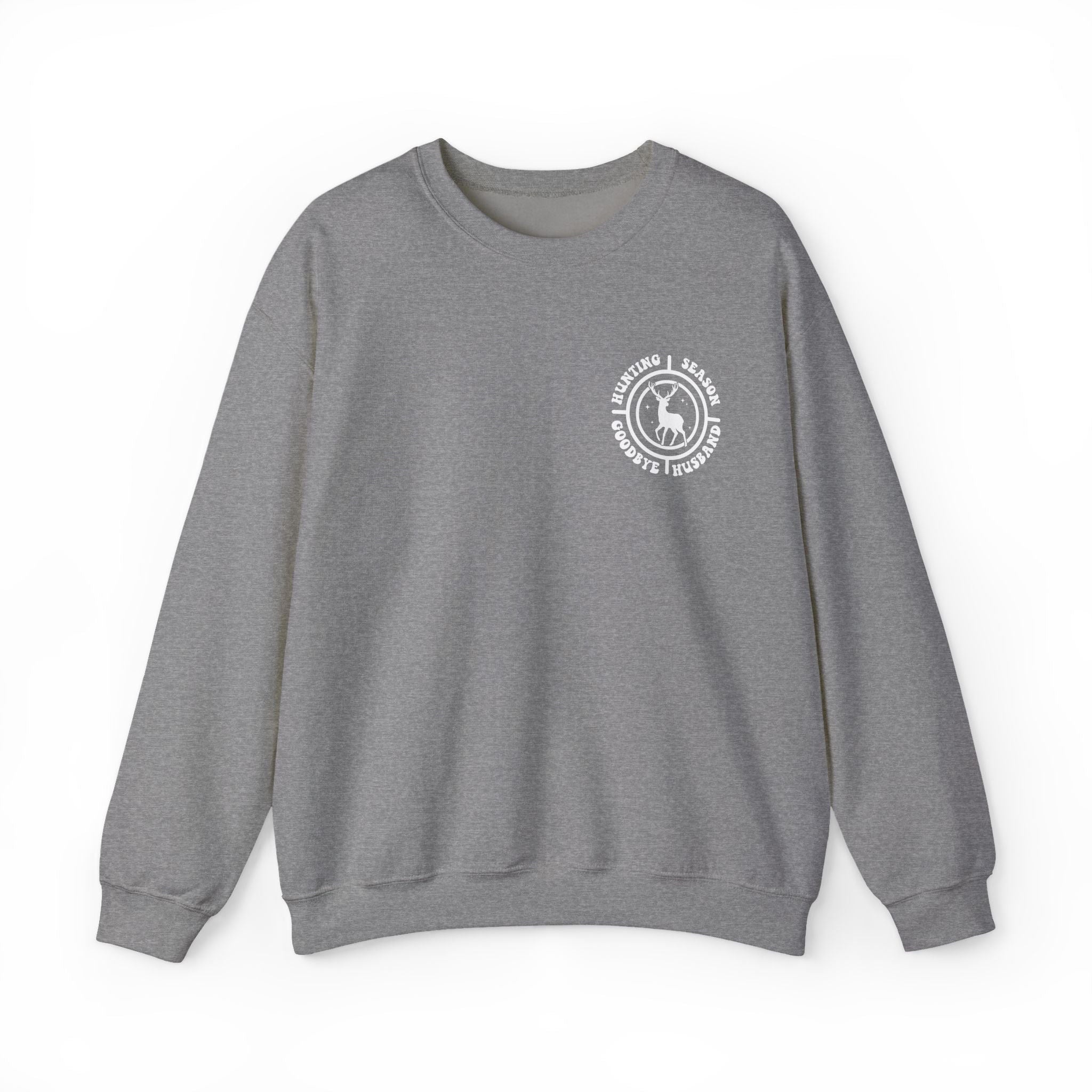 Hello Hunting, Goodbye Husband Gildan 18000 Sweatshirt – Funny Fall Hunting Crewneck | Women’s Camo Life Pullover | Deer Season Wife Sweater