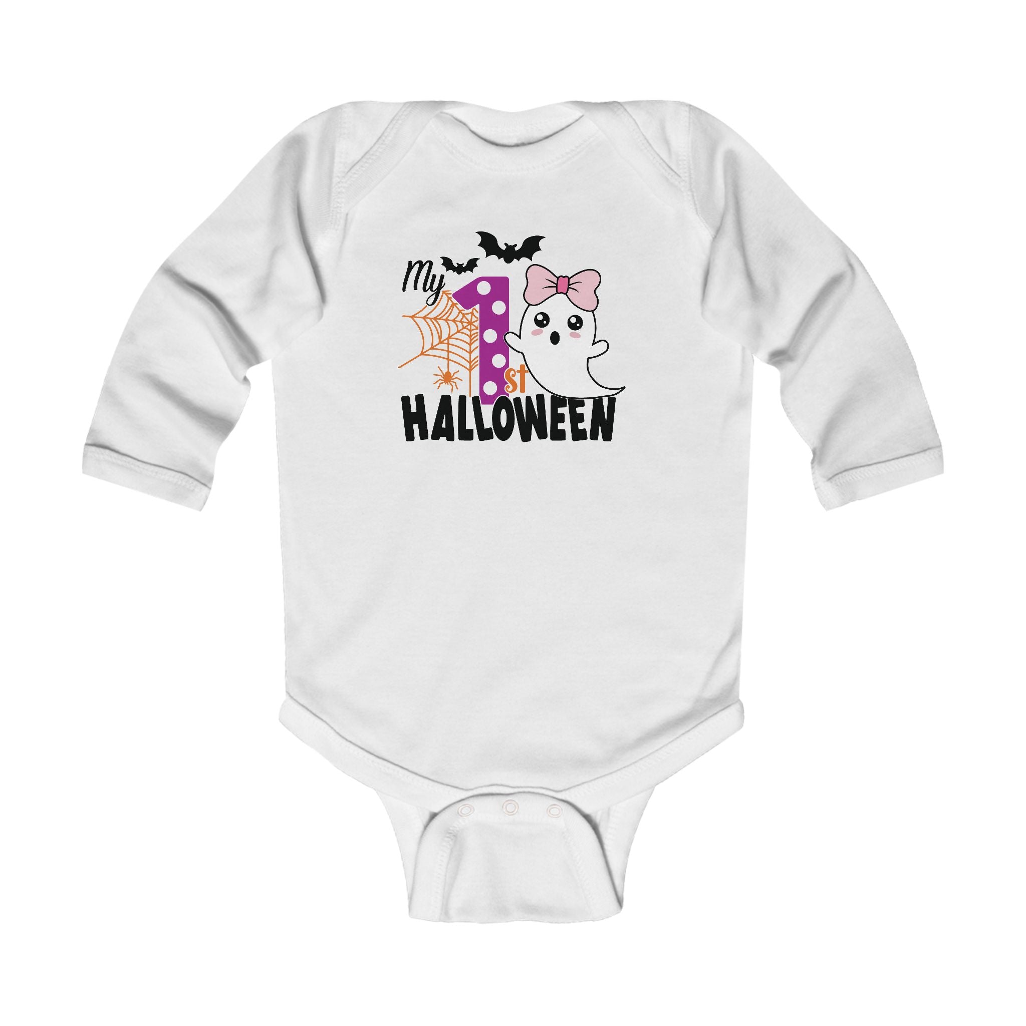 My 1st Halloween Long Sleeve Shirt – Baby Girl First Halloween Outfit | Rabbit Skins 4411 | Infant Fall Holiday Bodysuit