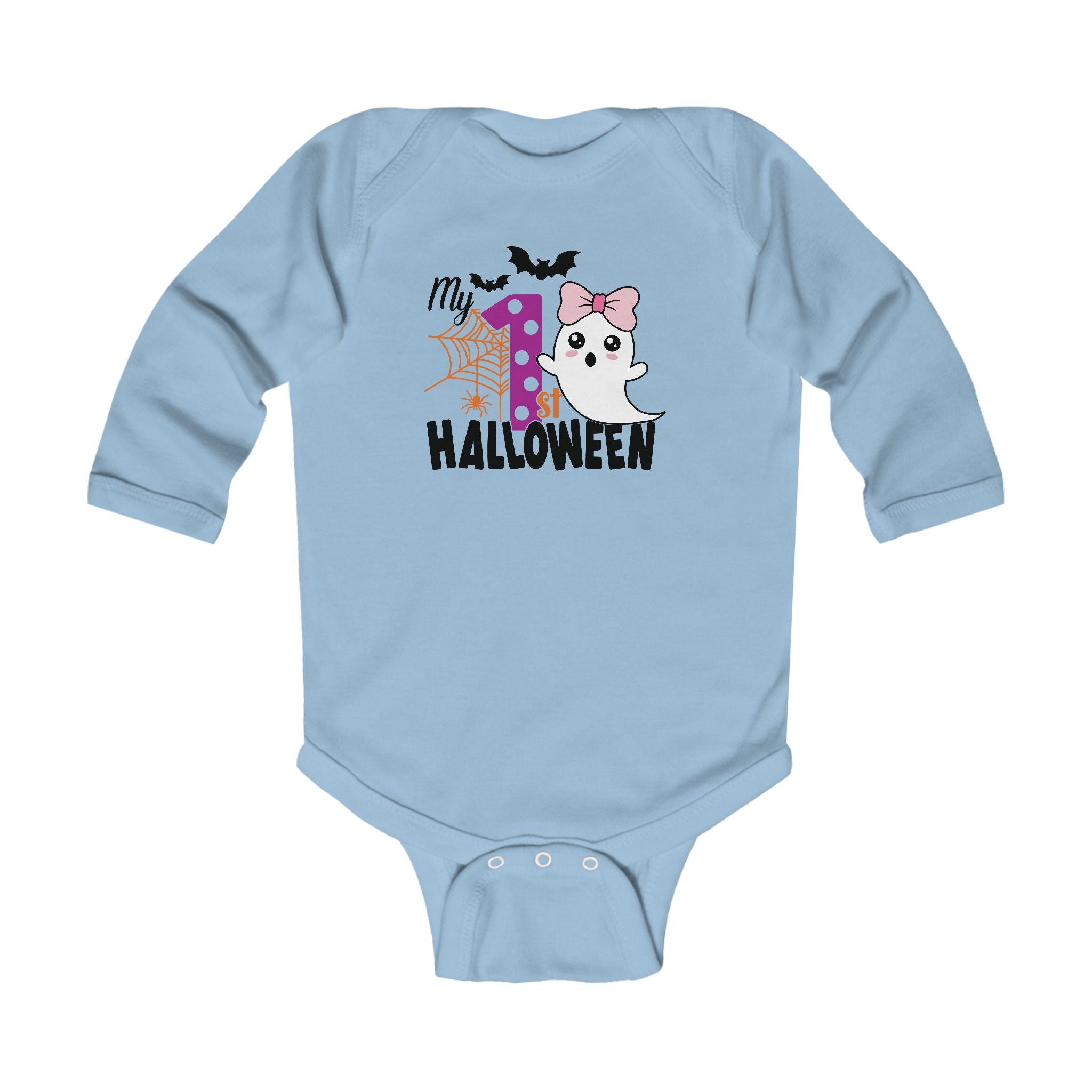 My 1st Halloween Long Sleeve Shirt – Baby Girl First Halloween Outfit | Rabbit Skins 4411 | Infant Fall Holiday Bodysuit